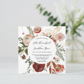 Invitation Marsala Pink Terracotta Orange Floral Mariage Inv (Debout devant)