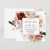 Invitation Marsala Pink Terracotta Orange Floral Mariage Inv (Devant / Derrière)