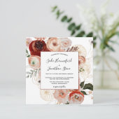 Invitation Marsala Pink Terracotta Orange Floral Mariage Inv (Debout devant)