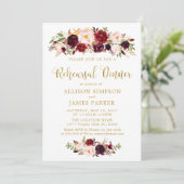 Invitation Marsala Red Autumn Gold Reply Card (Debout devant)