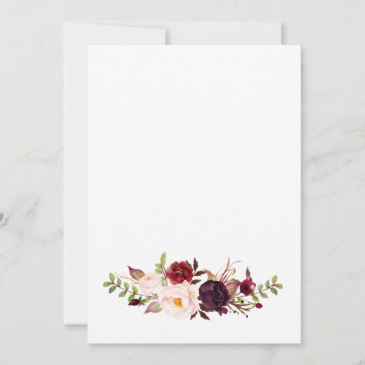 Invitation Marsala Red Autumn Gold Reply Card (Dos)