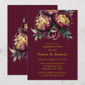 Invitation Marsala Red et Gold Peony (Devant / Derrière)