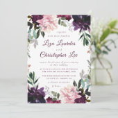 Invitation Marsala romantique Bourgogne Mariage floral (Debout devant)