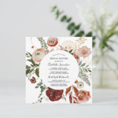 Invitation Marsala rose Orange Fête des mariées florale (Debout devant)