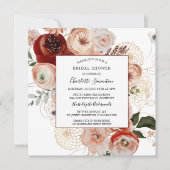 Invitation Marsala rose Orange Fête des mariées florale (Devant)