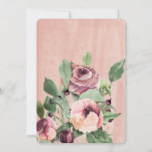 Invitation marsala rose rousse floral élégant baptême (Dos)