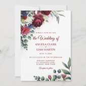 Invitation Marsala, rose vif, floral de marine (Devant)