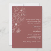 Invitation Marsala Vintage Line Drawn Floral Reception (Devant)