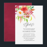 Invitation Marsala Vintage Rustic Charme Mariage Mise à jour<br><div class="desc">Fleurs de style vintage invite de mariage reportée avec des teintes de bordeaux - marsala,  bleu et vert sauge conçu pour être rapidement et facilement customisé à vos détails de l'événement.</div>