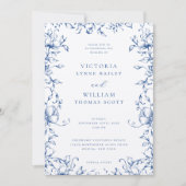 Invitation Marseille Bleu Jardin Mariage Floral (Devant)