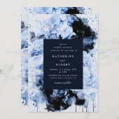 Invitation Marseille Blue Abstrait Floral Mariage (Devant / Derrière)