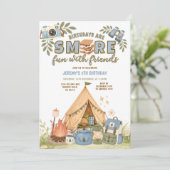 Invitation Marshmallow d'anniversaire Blue Smore Fun With Fri (Debout devant)