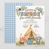 Invitation Marshmallow d'anniversaire Blue Smore Fun With Fri (Devant / Derrière)