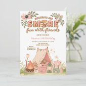 Invitation Marshmallow d'anniversaire Rose Smore Fun With Fri (Debout devant)