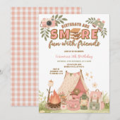 Invitation Marshmallow d'anniversaire Rose Smore Fun With Fri (Devant / Derrière)