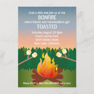 Invitation Marshmallows Fête du feu de camp grillé