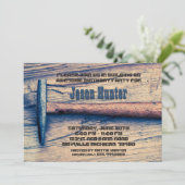 Invitation Marteau vintage Construire une fête d'anniversaire (Debout devant)
