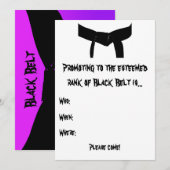 Invitation Martial Arts Black Belt Promotion Test Pink Purple (Devant / Derrière)