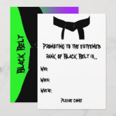 Invitation Martial Arts Black Belt Rank Test vert violet (Devant / Derrière)