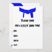 Invitation Martial Arts Blue Belt Anniversaire Fête Invitatio (Devant / Derrière)