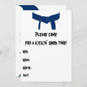 Invitation Martial Arts Blue Belt Anniversaire Fête Invitatio (Devant / Derrière)