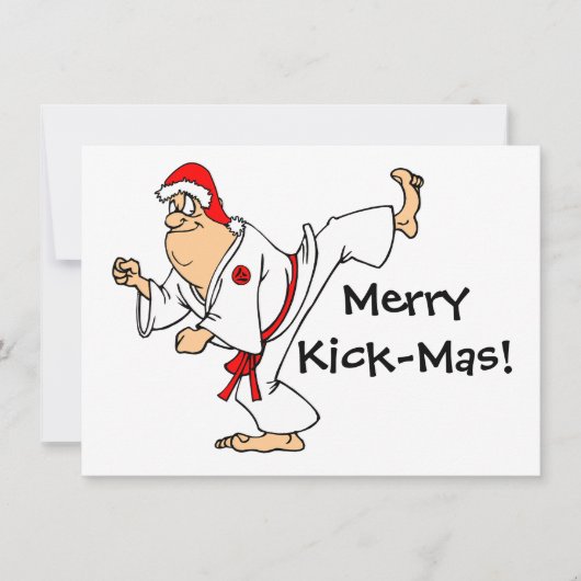 Invitation Martial Arts Merry Kick Mas Noël Party (Devant)