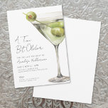 Invitation Martini 21e fête d'anniversaire<br><div class="desc">Marquez un 21e anniversaire - ou tout autre âge digne d'être grillé - avec cette invitation ludique et moderne à thème martini. L'expression "A Tini Bit Older" apparaît en haut dans un élégant script manuscrit, donnant un ton amusant et élégant tout de suite. Un verre à martini vert aquarelle aux...</div>