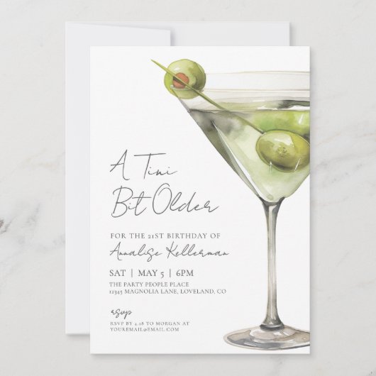 Invitation Martini 21e fête d'anniversaire (Devant)