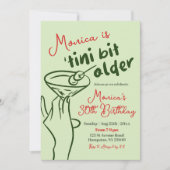 Invitation Martini 30e anniversaire Retro Green Hand Drawn (Devant)