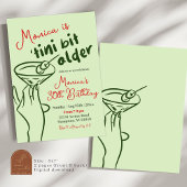 Invitation Martini 30e anniversaire Retro Green Hand Drawn