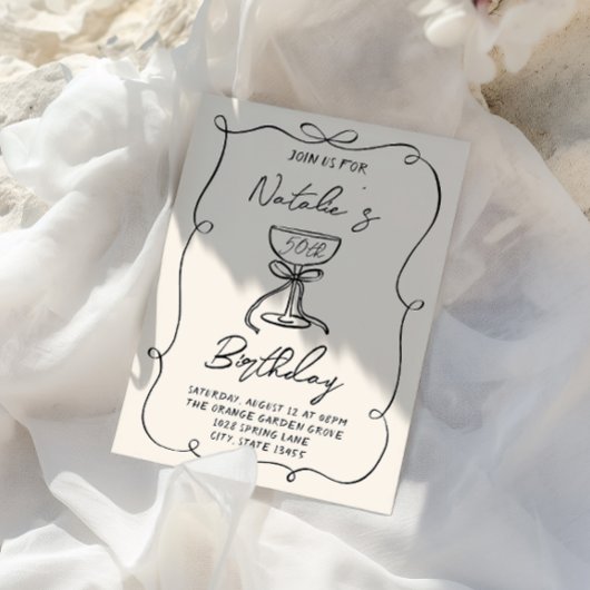 Invitation Martini à la bow noir et blanc de la 50e main