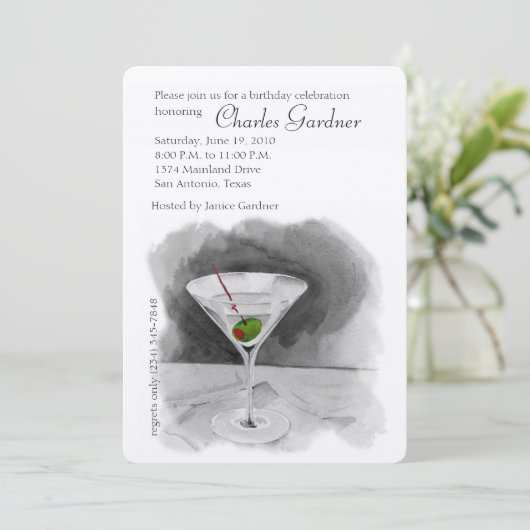 Invitation Martini à l'Olive Birthday (Debout devant)
