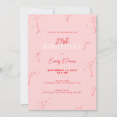 Invitation Martini à main Whimsical 21e fête d'anniversaire (Devant)