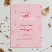 Invitation Martini à main Whimsical 30e fête d'anniversaire