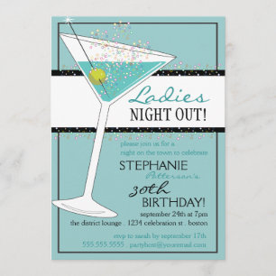 Invitation Martini Aqua, fête d'anniversaire pour les femmes