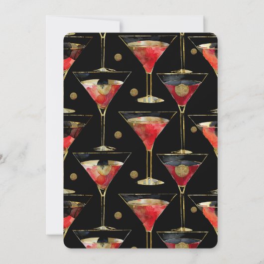 Invitation Martini Black Red Gold (Dos)