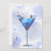 Invitation Martini bleu cocktail sur fond blanc (Dos)