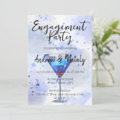 Invitation martini bleu sur fond blanc (Debout devant)