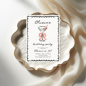 Invitation Martini & Bow Fête d'Anniversaire tendance