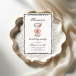 Invitation Martini & Bow Fête d'Anniversaire tendance