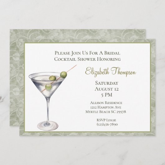 Invitation Martini Bridal Shower (Devant / Derrière)