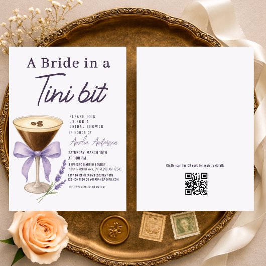 Invitation Martini Bride in a Tini Bit QR Code Bridal Shower