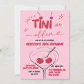 Invitation Martini Cerise Levée à la main rose Anniversaire (Devant)