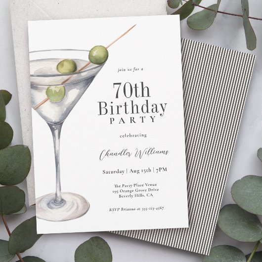 Invitation Martini Cocktail 70e fête d'anniversaire