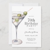 Invitation Martini Cocktail 70e fête d'anniversaire (Devant)