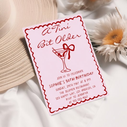 Invitation Martini Cocktail A Tini Bit Older 30th Birthday