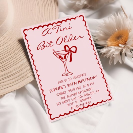 Invitation Martini Cocktail A Tini Bit Older 30th Birthday