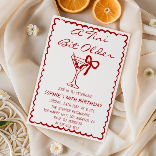 Invitation Martini Cocktail A Tini Bit Older 30th Birthday