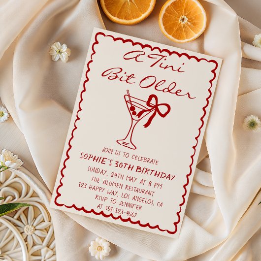 Invitation Martini Cocktail A Tini Bit Older 30th Birthday