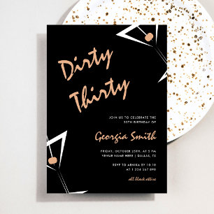 Invitation Martini Cocktail Dirty Trente fête d'anniversaire